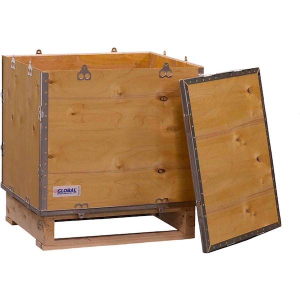 Global Industrial 23.25 in x 19.25 in x 19.5 in 4 Panel Hinged Shipping Crate, Brown, Plywood B2352226 - main